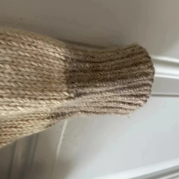 IB Diffusion WESTERN women’s knit sweater with fringe & lacing cream tan Sz M - Picture 6 of 8